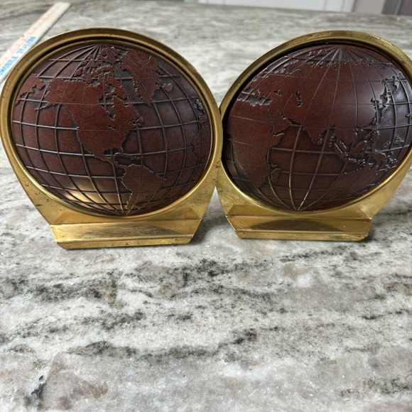 Vintage MCM Brass Matina World Globe Old Bookends - Picture 10 of 10